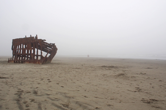 Wreck of the Peter Iredale, which went aground at Fort Stevens in the early 1900s.
